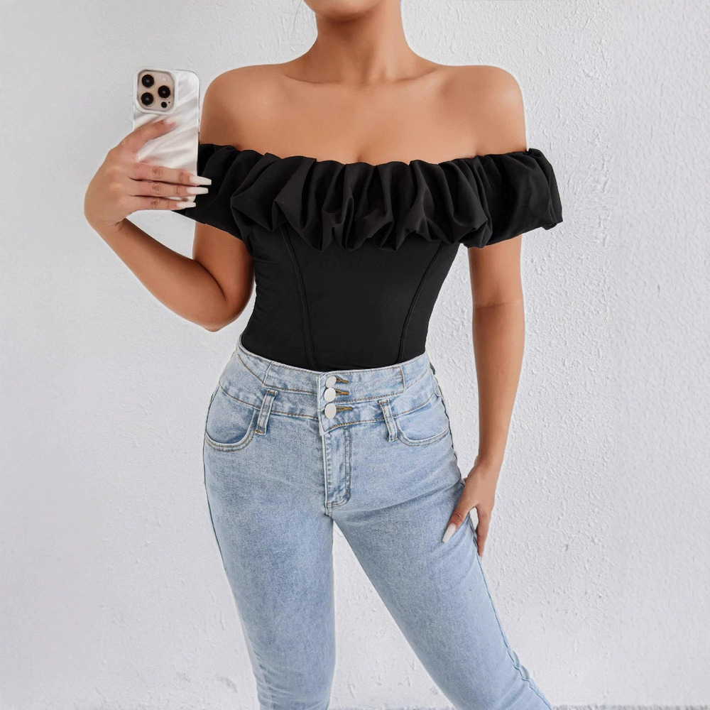 Zara Sleeveless Ruffled Off Shoulder Top
